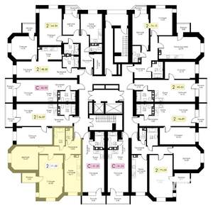 2-к квартира, вторичка, 71м2, 2/17 этаж