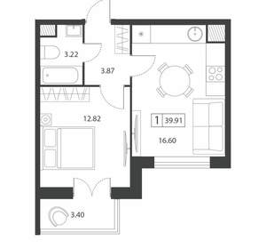 1-к квартира, вторичка, 40м2, 14/16 этаж