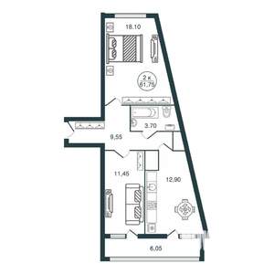 2-к квартира, вторичка, 62м2, 10/15 этаж