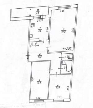 3-к квартира, вторичка, 69м2, 4/5 этаж