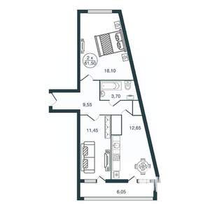2-к квартира, вторичка, 62м2, 13/15 этаж