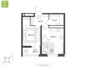 1-к квартира, вторичка, 37м2, 8/18 этаж