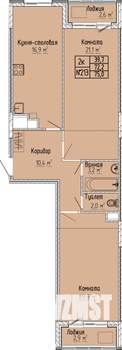 2-к квартира, строящийся дом, 75м2, 9/10 этаж