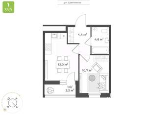 1-к квартира, вторичка, 34м2, 2/16 этаж