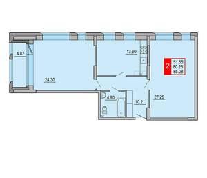 2-к квартира, вторичка, 85м2, 2/8 этаж