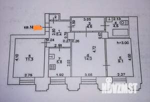 3-к квартира, вторичка, 55м2, 2/4 этаж