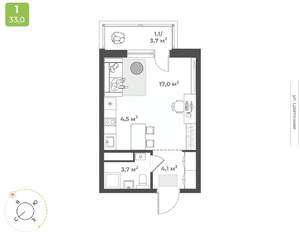 Студия квартира, строящийся дом, 30м2, 4/17 этаж