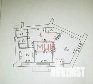 2-к квартира, вторичка, 52м2, 3/6 этаж