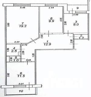 3-к квартира, вторичка, 68м2, 10/10 этаж
