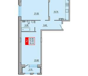 2-к квартира, вторичка, 78м2, 5/8 этаж