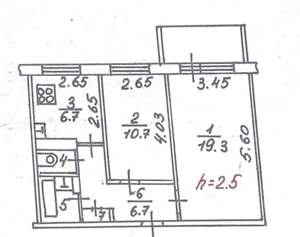 2-к квартира, вторичка, 50м2, 9/9 этаж
