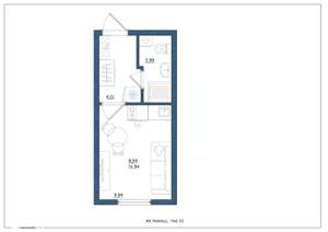 Студия квартира, сданный дом, 17м2, 2/4 этаж