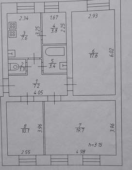 3-к квартира, вторичка, 71м2, 4/4 этаж