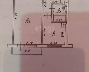 1-к квартира, вторичка, 31м2, 5/5 этаж