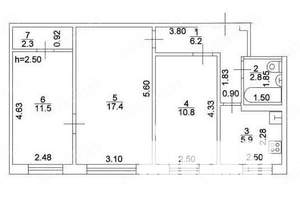 3-к квартира, вторичка, 58м2, 1/5 этаж