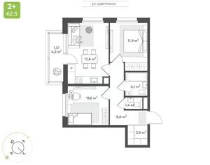2-к квартира, вторичка, 59м2, 3/10 этаж