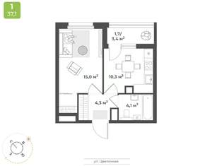 1-к квартира, строящийся дом, 35м2, 9/17 этаж