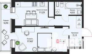 1-к квартира, вторичка, 45м2, 24/24 этаж