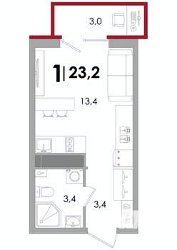 Студия квартира, вторичка, 23м2, 10/15 этаж