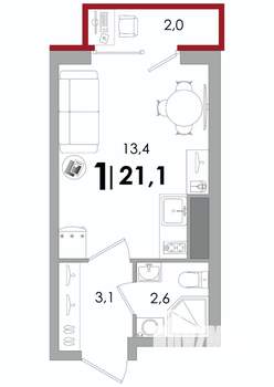 Студия квартира, вторичка, 21м2, 3/16 этаж